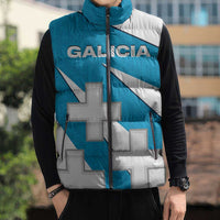 Galicia Flag Sleeveless Puffer Jacket Autonomous Community of Spain - Wonder Print Shop