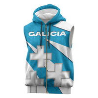 Galicia Flag Sleeveless Zip Hoodie Autonomous Community of Spain - Wonder Print Shop
