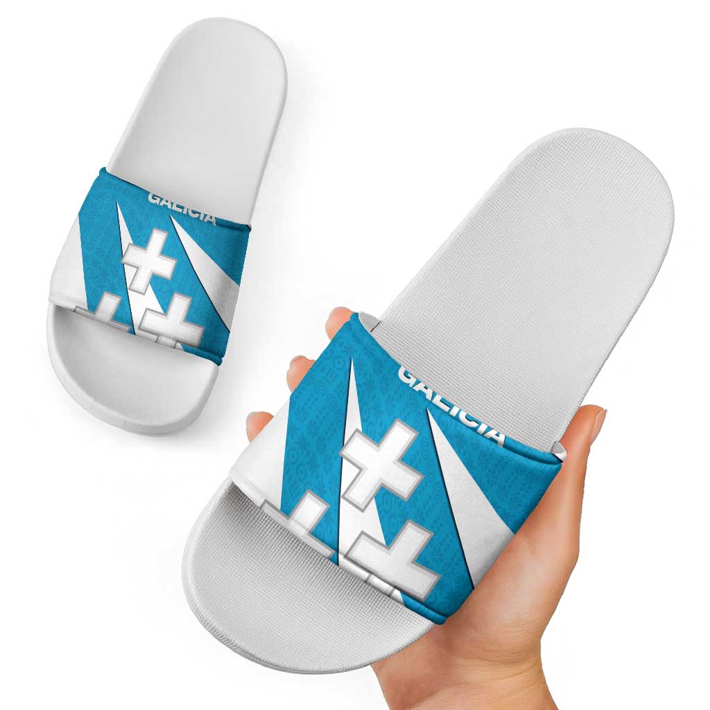 Galicia Flag Slide Sandals Autonomous Community of Spain - Wonder Print Shop
