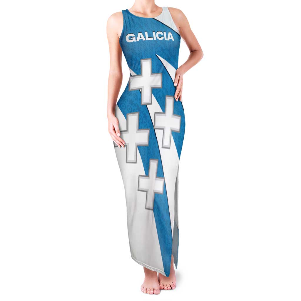 Galicia Flag Tank Maxi Dress Autonomous Community of Spain - Wonder Print Shop