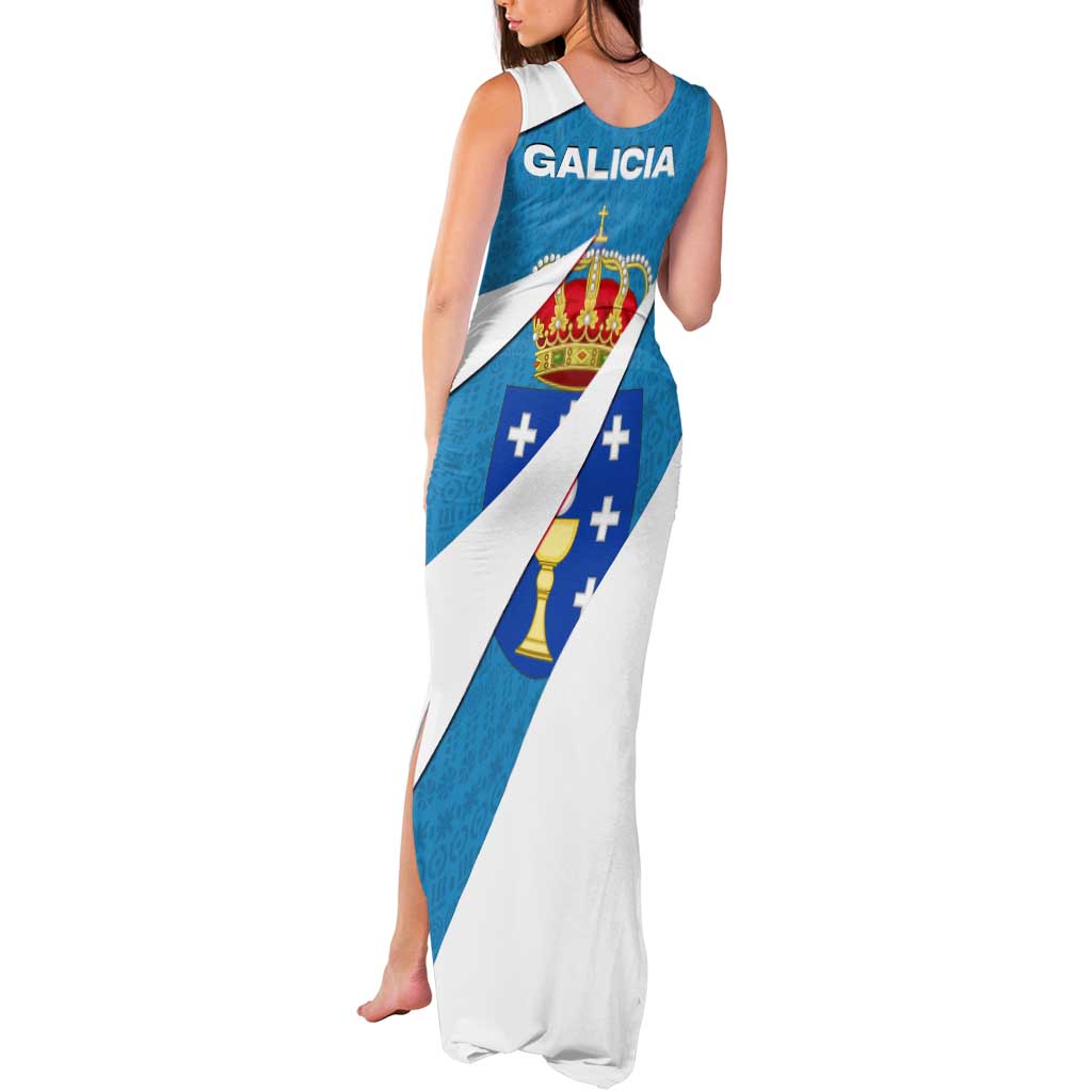 Galicia Flag Tank Maxi Dress Autonomous Community of Spain - Wonder Print Shop