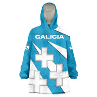 Galicia Flag Wearable Blanket Hoodie Autonomous Community of Spain - Wonder Print Shop