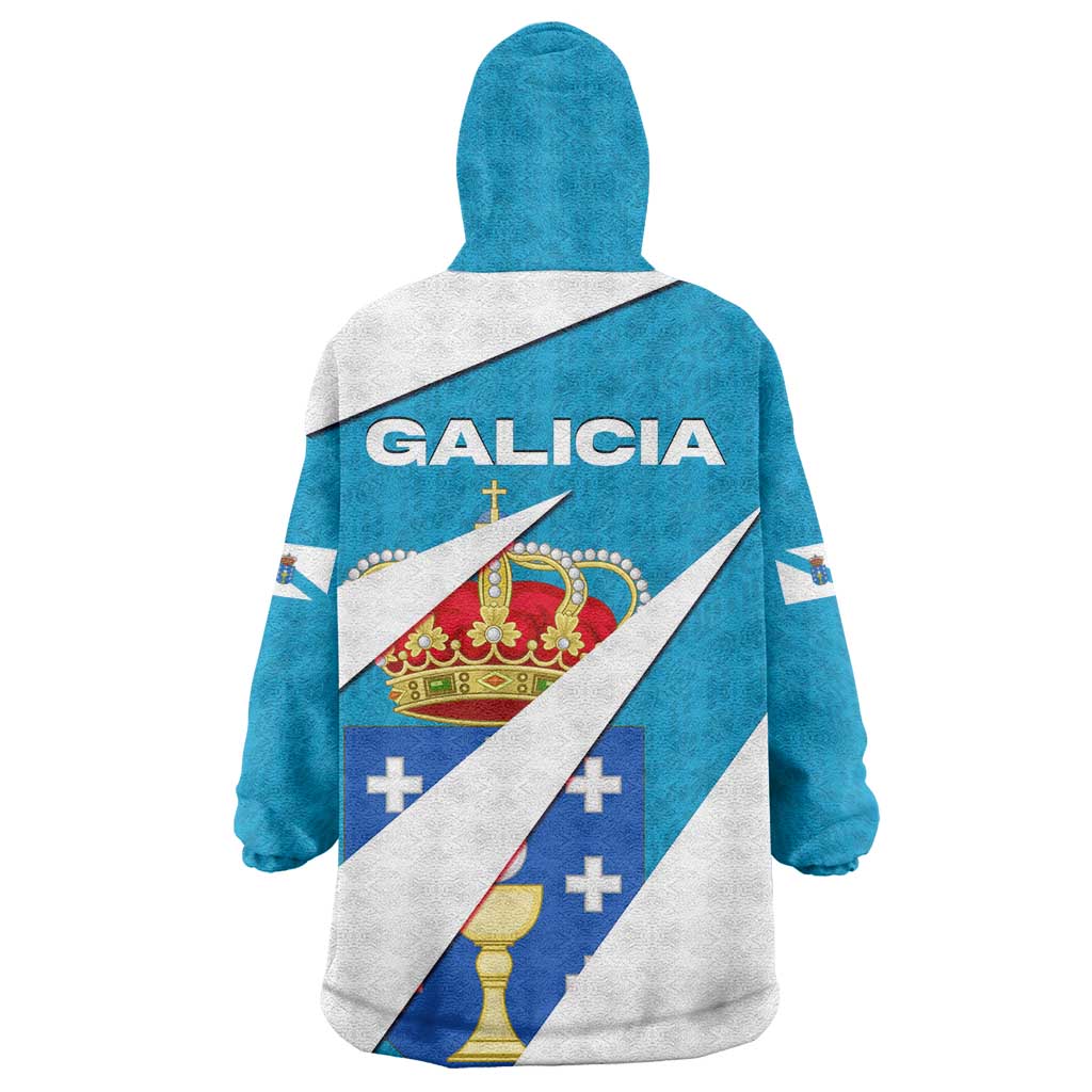 Galicia Flag Wearable Blanket Hoodie Autonomous Community of Spain - Wonder Print Shop