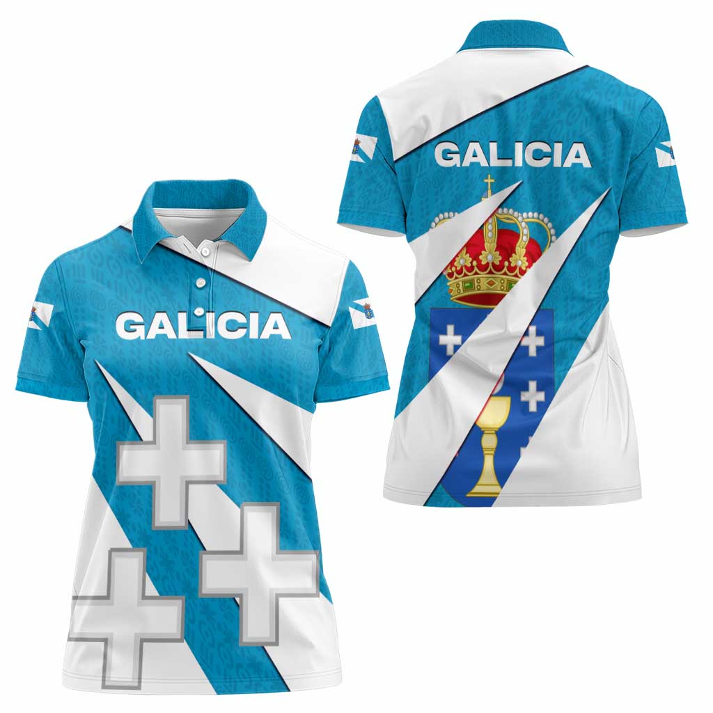 Galicia Flag Women Polo Shirt Autonomous Community of Spain - Wonder Print Shop