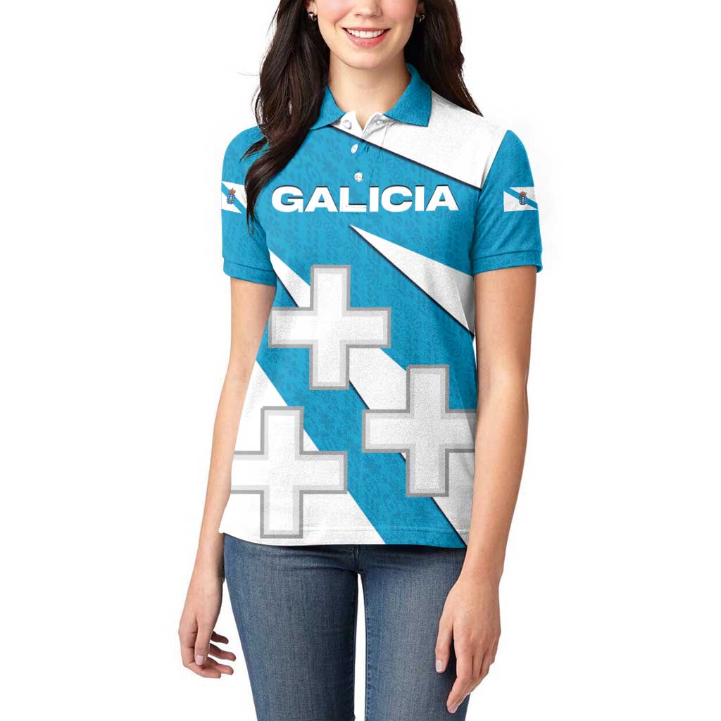 Galicia Flag Women Polo Shirt Autonomous Community of Spain - Wonder Print Shop