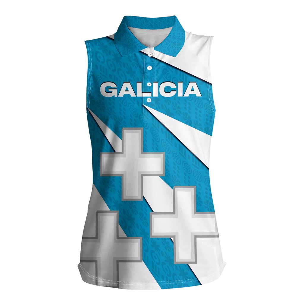 Galicia Flag Women Sleeveless Polo Shirt Autonomous Community of Spain - Wonder Print Shop