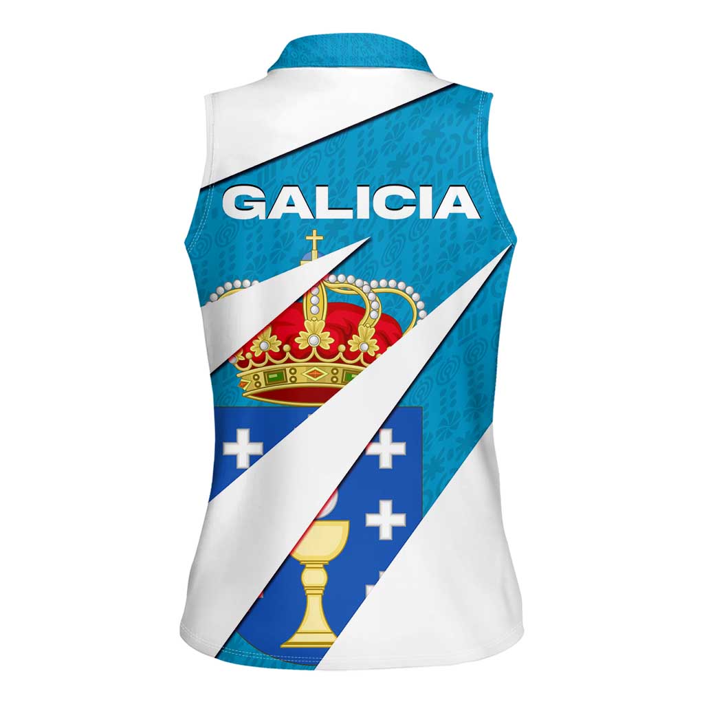 Galicia Flag Women Sleeveless Polo Shirt Autonomous Community of Spain - Wonder Print Shop