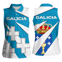 Galicia Flag Women Sleeveless Polo Shirt Autonomous Community of Spain - Wonder Print Shop
