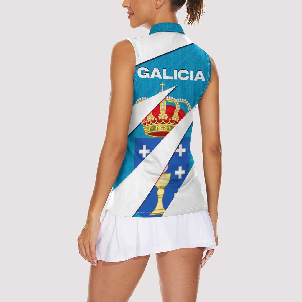 Galicia Flag Women Sleeveless Polo Shirt Autonomous Community of Spain - Wonder Print Shop