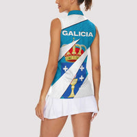 Galicia Flag Women Sleeveless Polo Shirt Autonomous Community of Spain - Wonder Print Shop