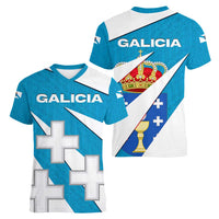 Galicia Flag Women V-Neck T-Shirt Autonomous Community of Spain - Wonder Print Shop