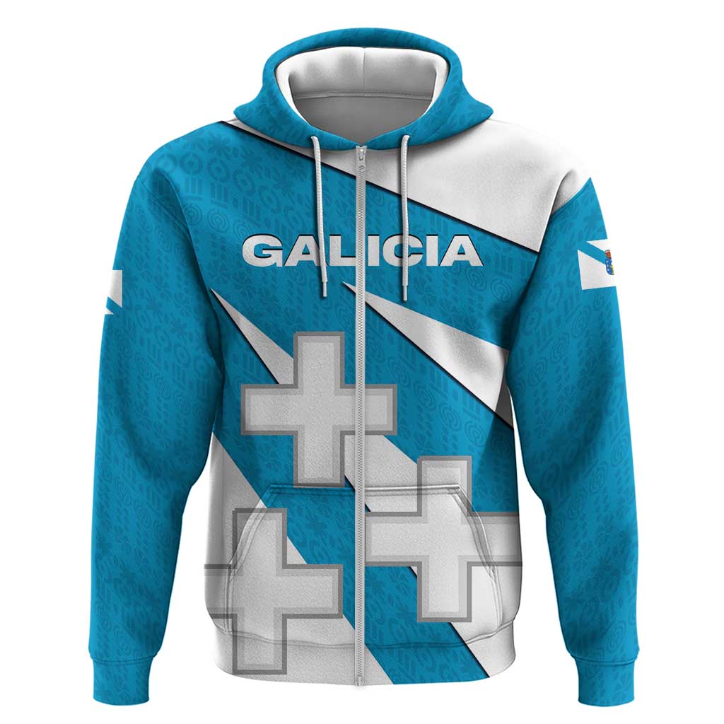 Galicia Flag Zip Hoodie Autonomous Community of Spain - Wonder Print Shop