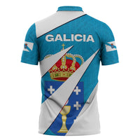 Galicia Flag Zipper Polo Shirt Autonomous Community of Spain - Wonder Print Shop