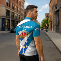 Galicia Flag Zipper Polo Shirt Autonomous Community of Spain - Wonder Print Shop