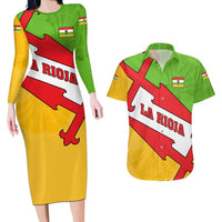 La Rioja Flag Couples Matching Long Sleeve Bodycon Dress and Hawaiian Shirt Autonomous Community of Spain - Wonder Print Shop