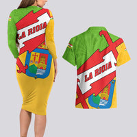 La Rioja Flag Couples Matching Long Sleeve Bodycon Dress and Hawaiian Shirt Autonomous Community of Spain - Wonder Print Shop