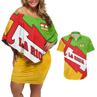 La Rioja Flag Couples Matching Off Shoulder Short Dress and Hawaiian Shirt Autonomous Community of Spain - Wonder Print Shop