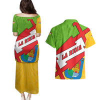 La Rioja Flag Couples Matching Puletasi and Hawaiian Shirt Autonomous Community of Spain - Wonder Print Shop