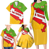 La Rioja Flag Family Matching Long Sleeve Bodycon Dress and Hawaiian Shirt Autonomous Community of Spain - Wonder Print Shop