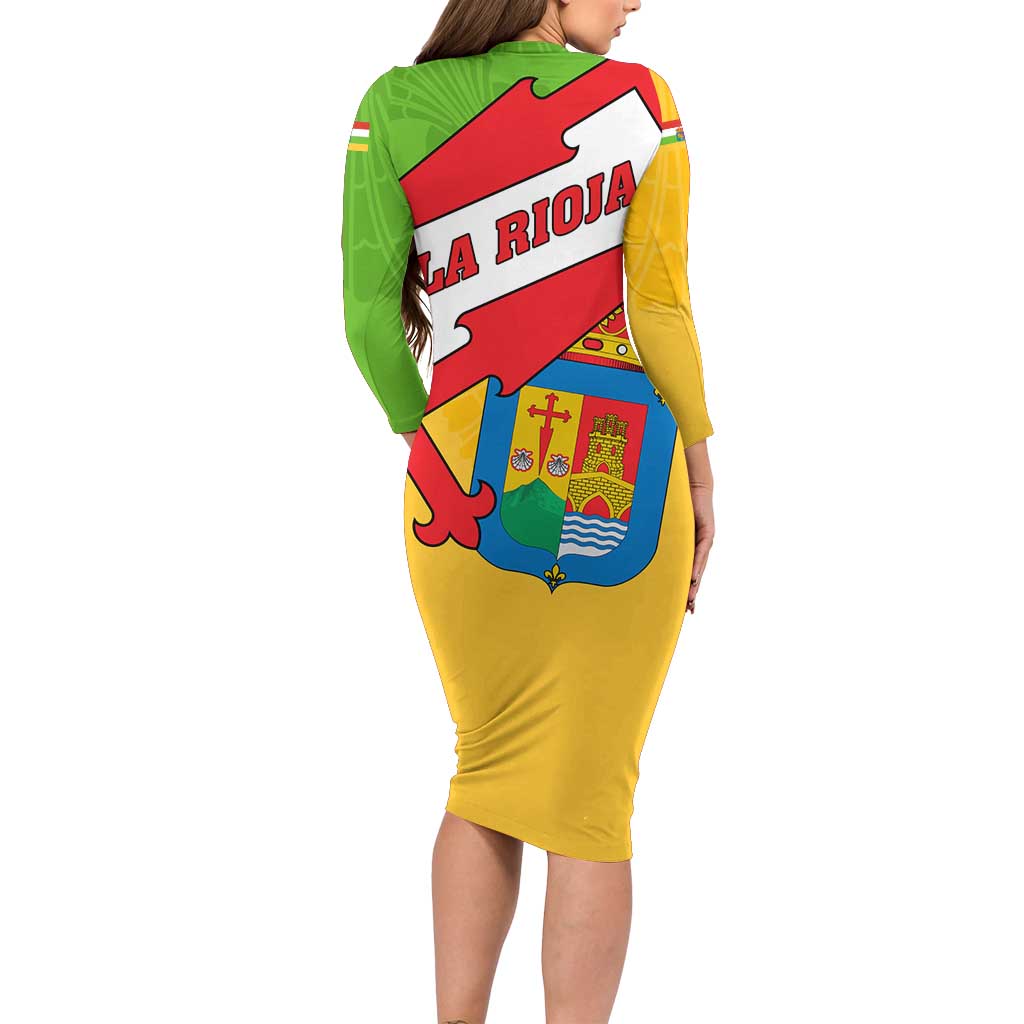 La Rioja Flag Family Matching Long Sleeve Bodycon Dress and Hawaiian Shirt Autonomous Community of Spain - Wonder Print Shop