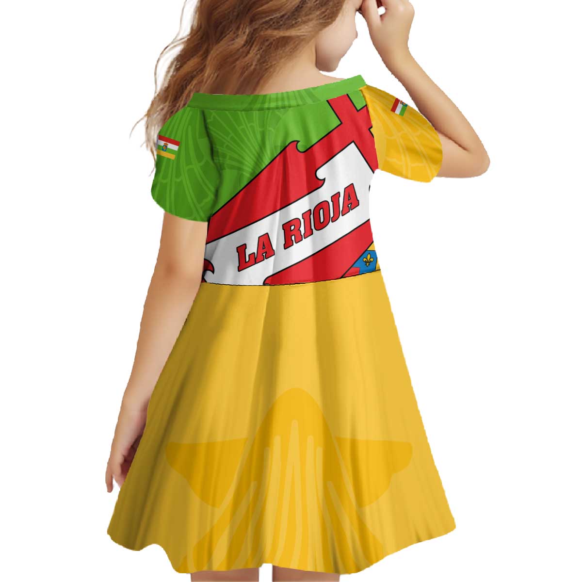 La Rioja Flag Family Matching Off The Shoulder Long Sleeve Dress and Hawaiian Shirt Autonomous Community of Spain - Wonder Print Shop