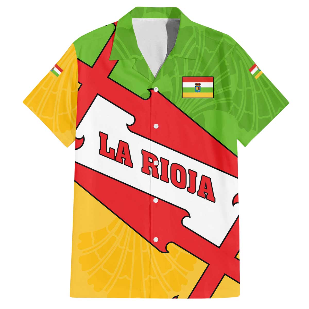 La Rioja Flag Family Matching Off The Shoulder Long Sleeve Dress and Hawaiian Shirt Autonomous Community of Spain - Wonder Print Shop