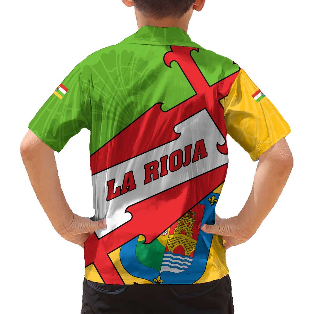 La Rioja Flag Family Matching Off Shoulder Maxi Dress and Hawaiian Shirt Autonomous Community of Spain - Wonder Print Shop
