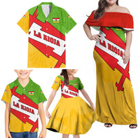 La Rioja Flag Family Matching Off Shoulder Maxi Dress and Hawaiian Shirt Autonomous Community of Spain - Wonder Print Shop