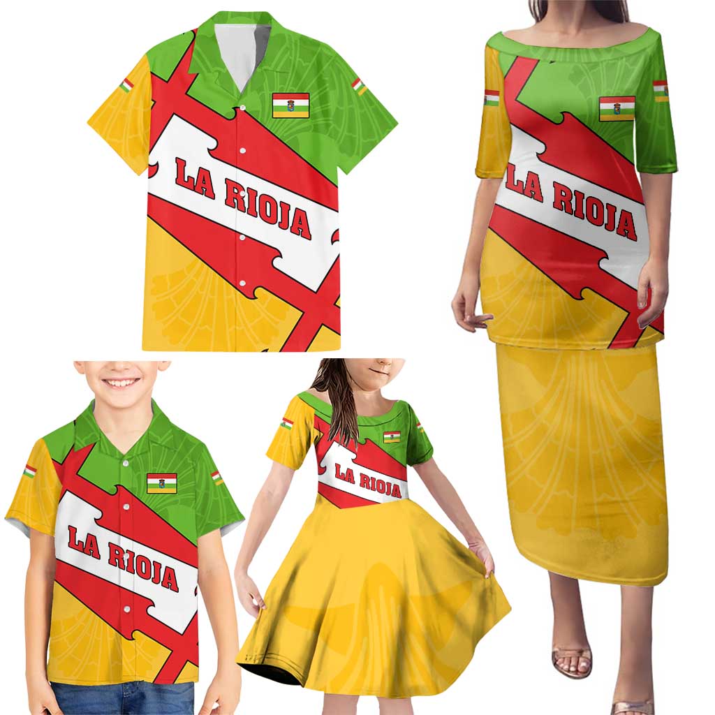 La Rioja Flag Family Matching Puletasi and Hawaiian Shirt Autonomous Community of Spain - Wonder Print Shop