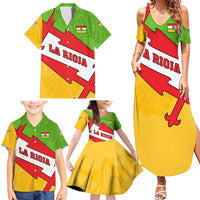 La Rioja Flag Family Matching Summer Maxi Dress and Hawaiian Shirt Autonomous Community of Spain - Wonder Print Shop