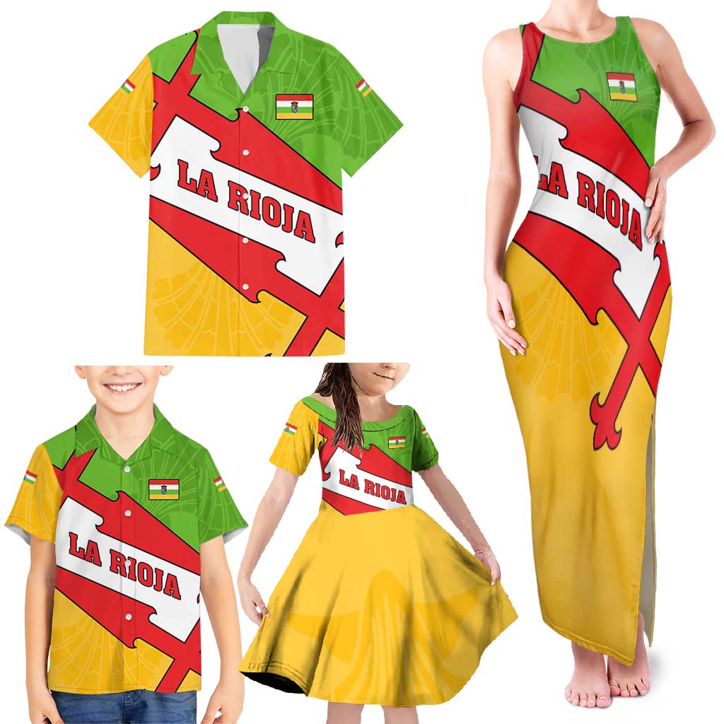 La Rioja Flag Family Matching Tank Maxi Dress and Hawaiian Shirt Autonomous Community of Spain - Wonder Print Shop