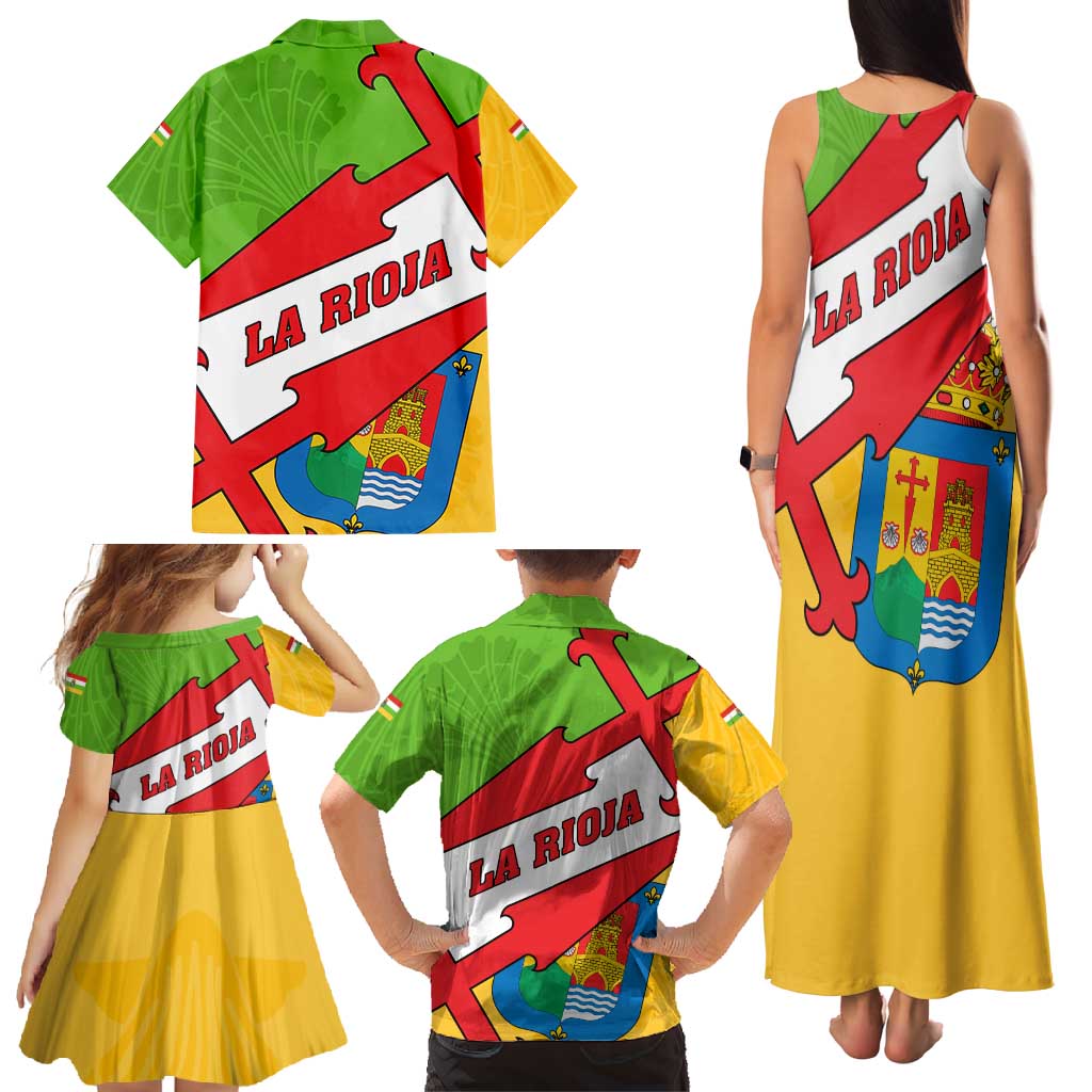 La Rioja Flag Family Matching Tank Maxi Dress and Hawaiian Shirt Autonomous Community of Spain - Wonder Print Shop