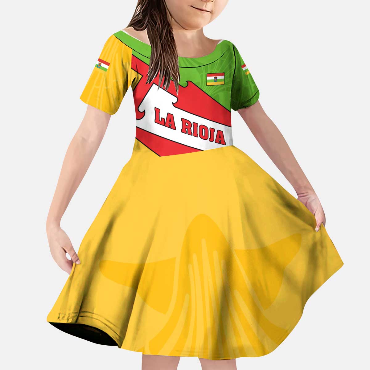 La Rioja Flag Kid Short Sleeve Dress Autonomous Community of Spain - Wonder Print Shop