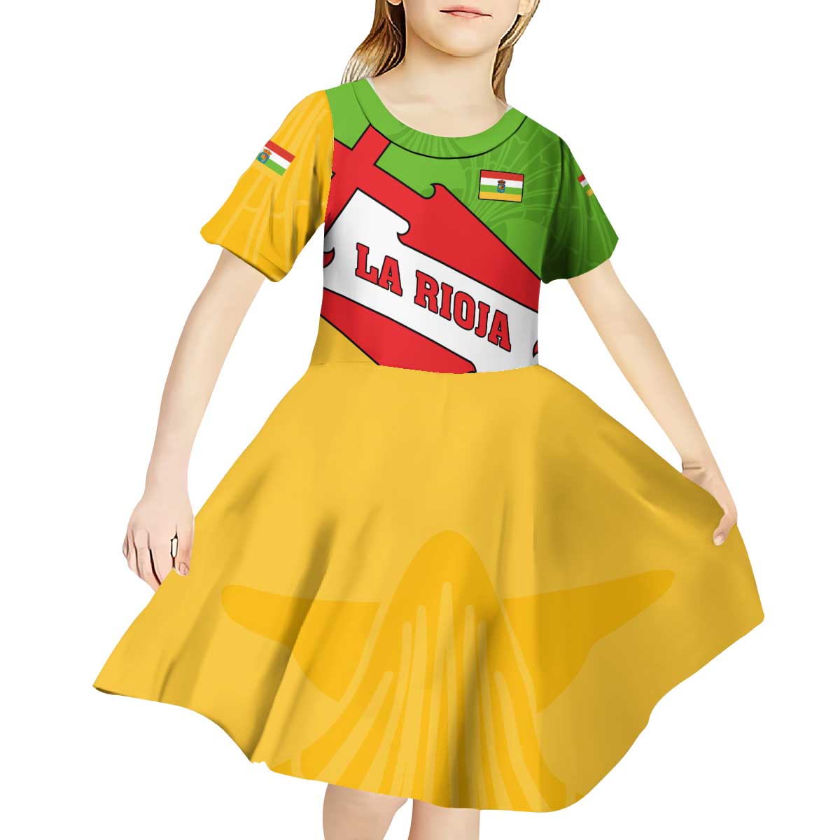 La Rioja Flag Kid Short Sleeve Dress Autonomous Community of Spain - Wonder Print Shop