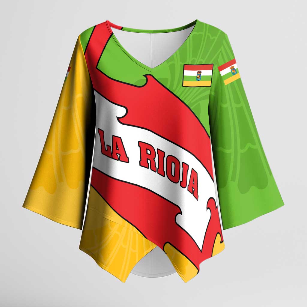 La Rioja Flag Kimono Sleeve Blouse Autonomous Community of Spain - Wonder Print Shop
