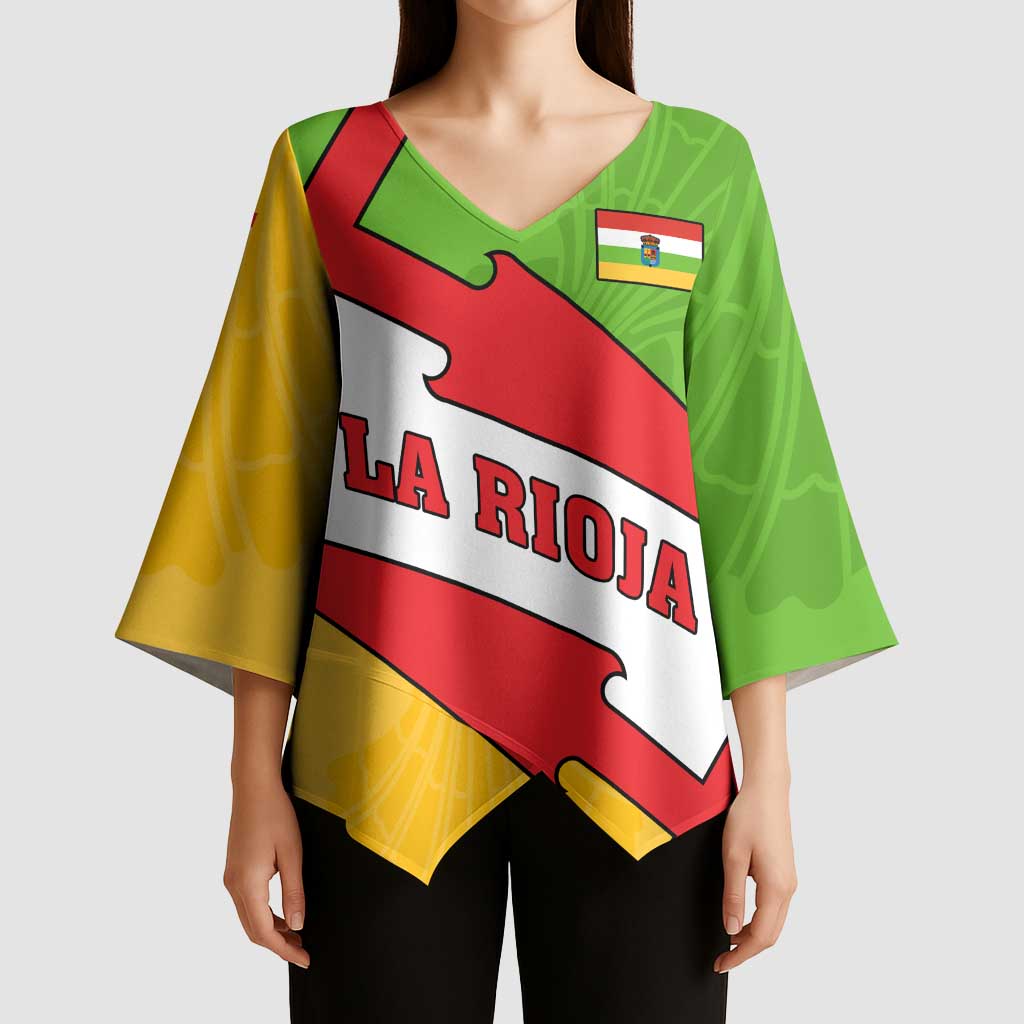 La Rioja Flag Kimono Sleeve Blouse Autonomous Community of Spain - Wonder Print Shop