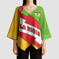 La Rioja Flag Kimono Sleeve Blouse Autonomous Community of Spain - Wonder Print Shop