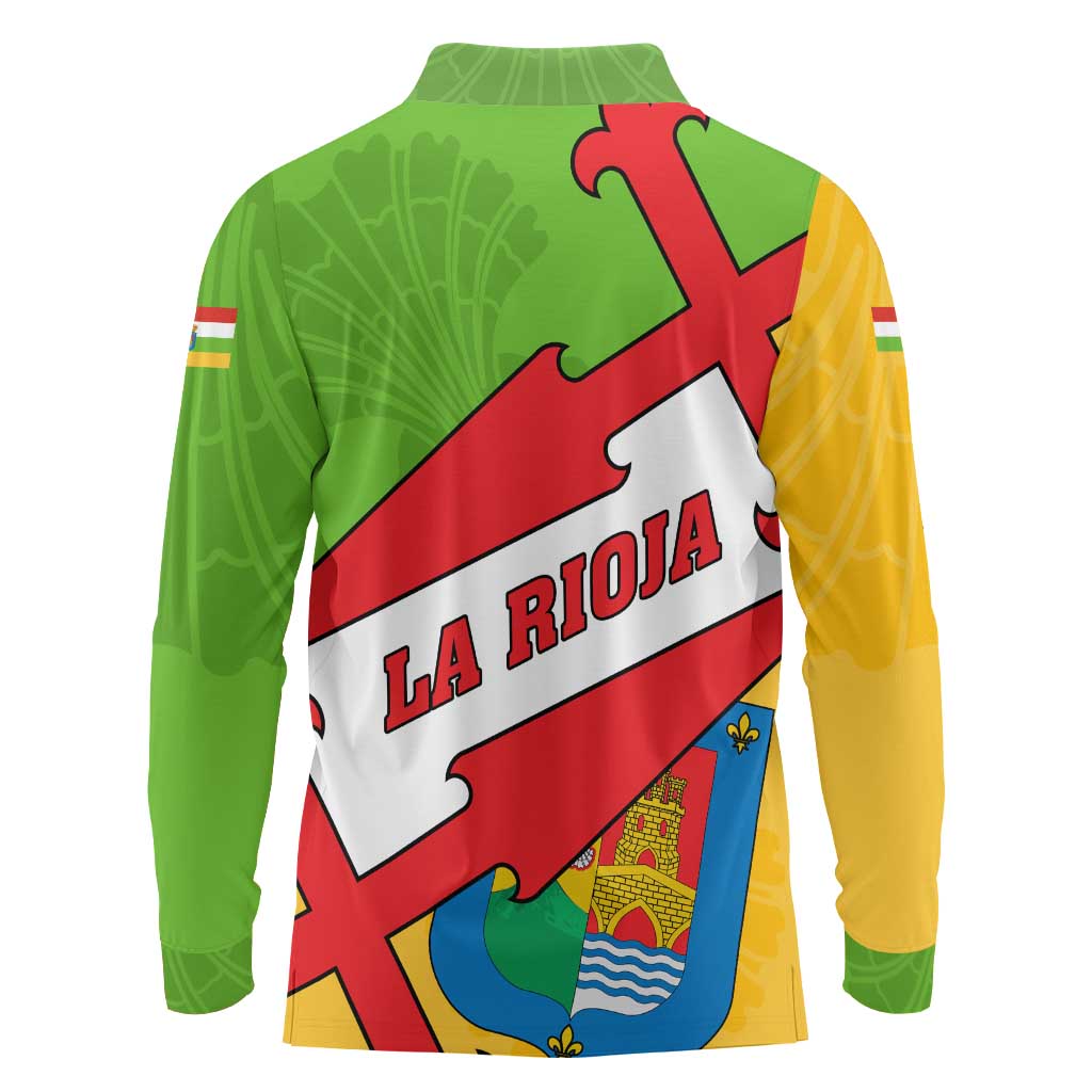 La Rioja Flag Long Sleeve Polo Shirt Autonomous Community of Spain - Wonder Print Shop
