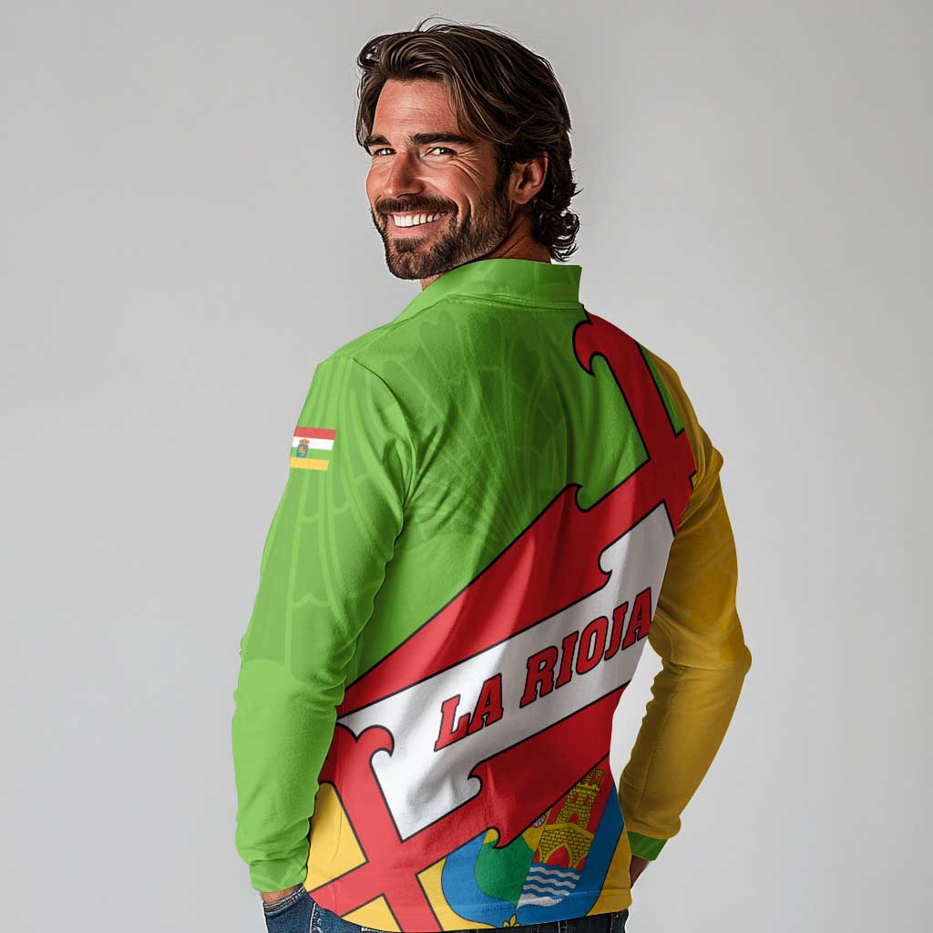 La Rioja Flag Long Sleeve Polo Shirt Autonomous Community of Spain - Wonder Print Shop