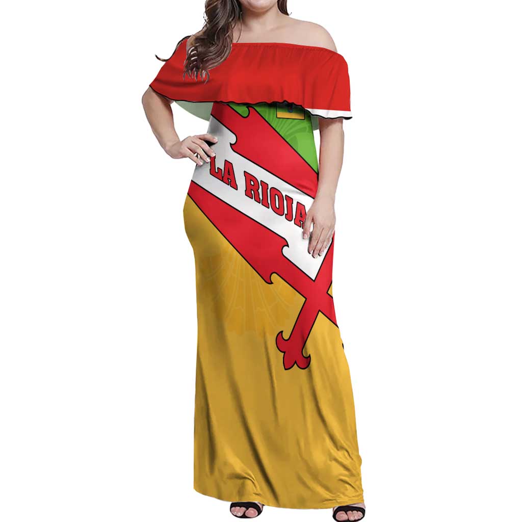 La Rioja Flag Off Shoulder Maxi Dress Autonomous Community of Spain - Wonder Print Shop