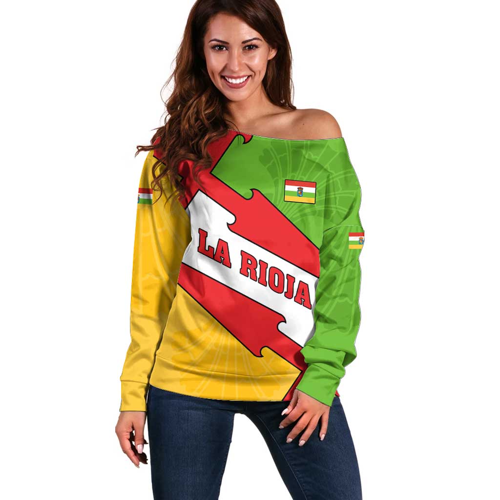 La Rioja Flag Off Shoulder Sweater Autonomous Community of Spain - Wonder Print Shop