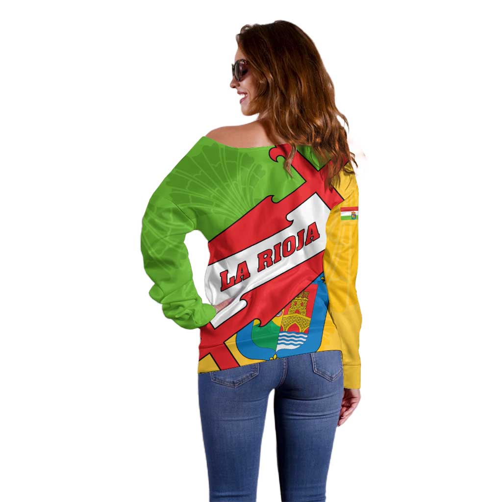 La Rioja Flag Off Shoulder Sweater Autonomous Community of Spain - Wonder Print Shop