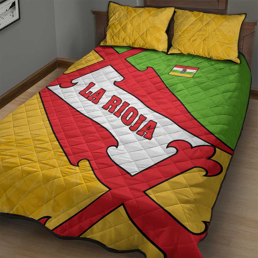 La Rioja Flag Quilt Bed Set Autonomous Community of Spain - Wonder Print Shop