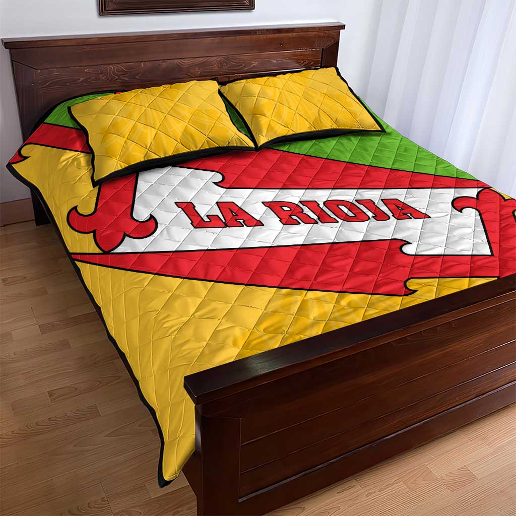 La Rioja Flag Quilt Bed Set Autonomous Community of Spain - Wonder Print Shop