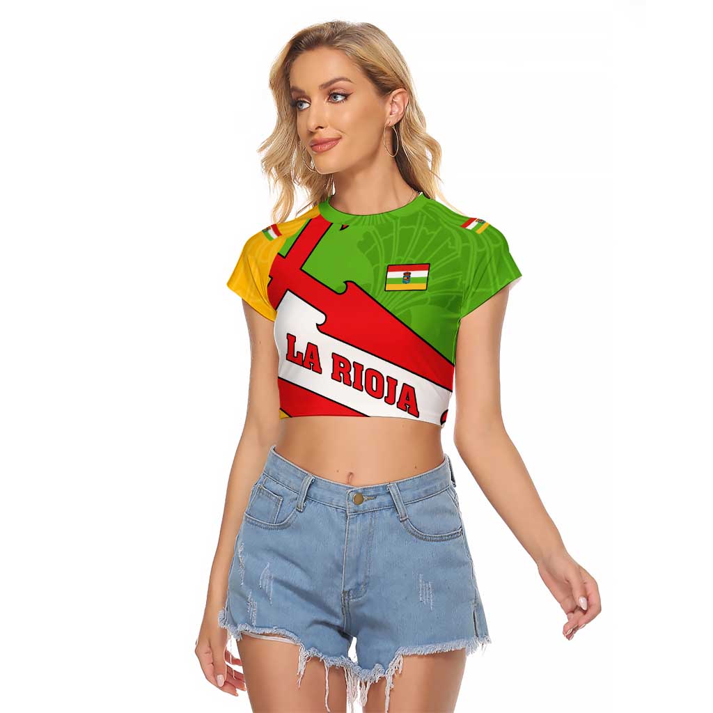 La Rioja Flag Raglan Cropped T Shirt Autonomous Community of Spain - Wonder Print Shop