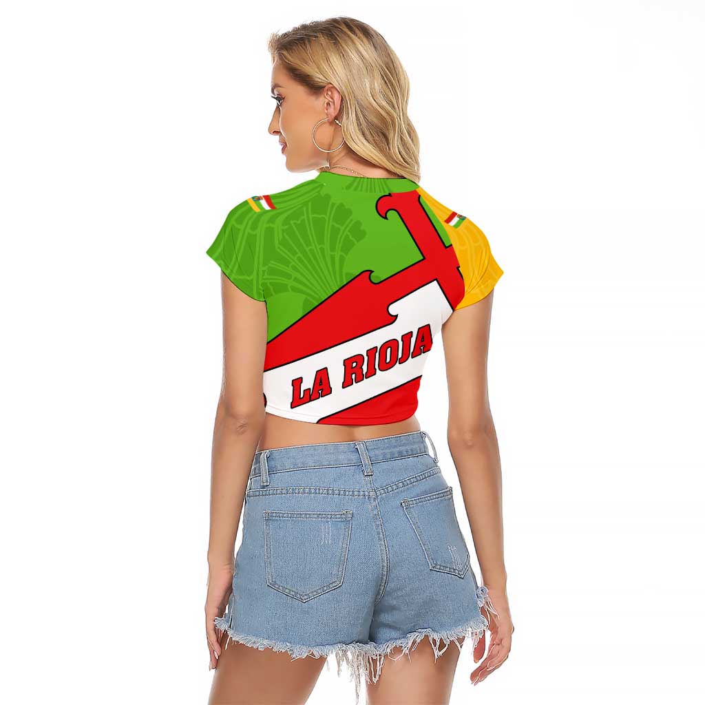 La Rioja Flag Raglan Cropped T Shirt Autonomous Community of Spain - Wonder Print Shop