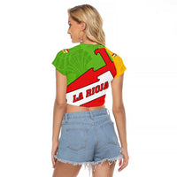 La Rioja Flag Raglan Cropped T Shirt Autonomous Community of Spain - Wonder Print Shop
