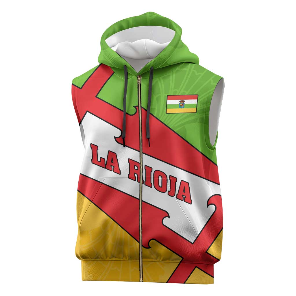 La Rioja Flag Sleeveless Zip Hoodie Autonomous Community of Spain - Wonder Print Shop