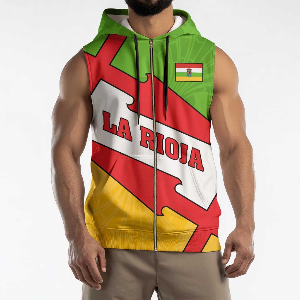 La Rioja Flag Sleeveless Zip Hoodie Autonomous Community of Spain - Wonder Print Shop
