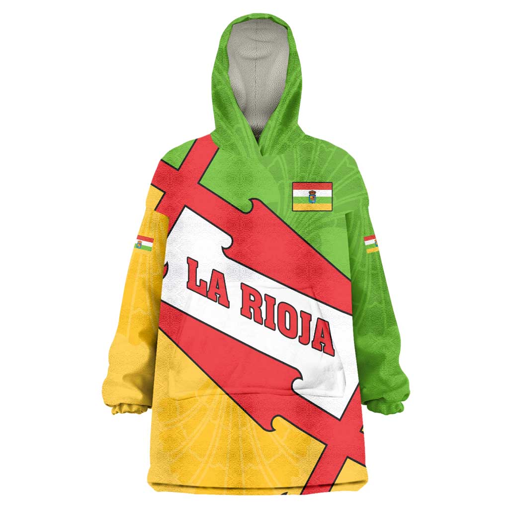 La Rioja Flag Wearable Blanket Hoodie Autonomous Community of Spain - Wonder Print Shop